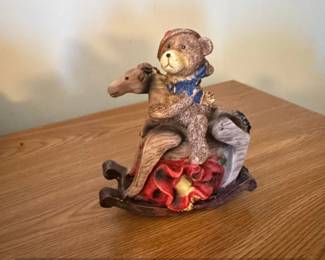 Jubilee Giftware Teddy Bear on Rocking Horse Figurine
