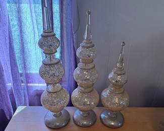 Set of Glitter Glass Finials