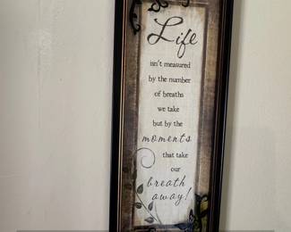 Framed Inspirational Quote Wall Art Life isnt measured by the number of breaths we take but by the moments that take our breath away