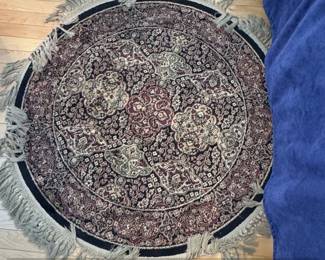 Round Persian TabrizStyle Area Rug with Tassels
