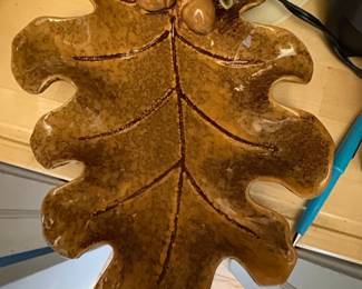 Pottery Barn Harvest Leaf Dish with Acorns second image