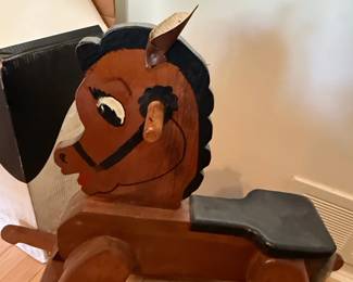Vintage HandPainted Wooden Rocking Horse second image