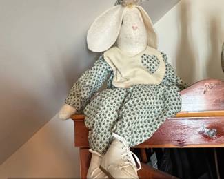 Vintage Handmade Folk Art Stuffed Bunny Rabbit Doll