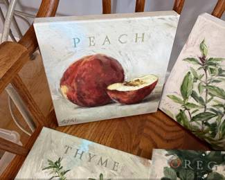 Set of Botanical Art Prints  Peach, Basil, Thyme, Oregano second image