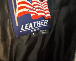 Mens Black Leather Biker Vest with Braiding second image