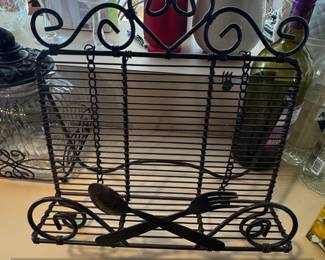 Wrought Iron Cookbook Stand with Heart, Spoon, and Fork Decoration