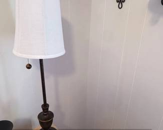 Rustic Bronze Finish Floor Lamp with White Drum Shade