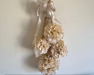 Decorative Floral Swag with Burlap and Creamy Beige Hydrangea Blooms