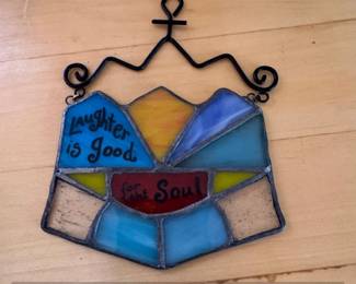 Stained Glass Laughter is Good for the Soul Mountain Suncatcher