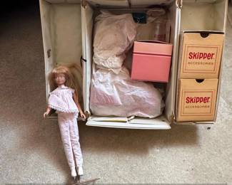 Vintage Mattel Skipper Doll and Carrying Case with Accessories