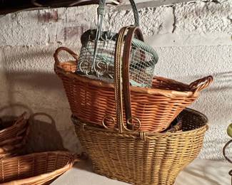 Wicker Picnic Baskets with Metal Accents