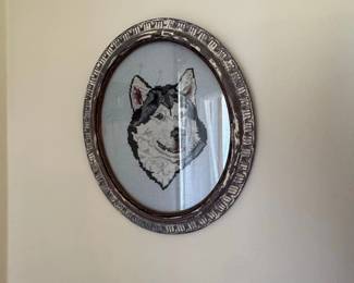 Framed CrossStitch Husky Portrait