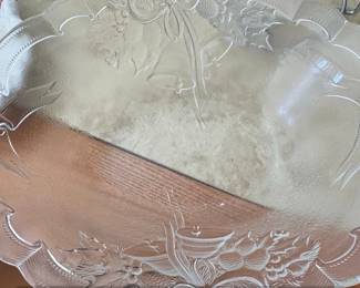 Vintage Mikasa Holiday Bells Frosted Glass Serving Platter
