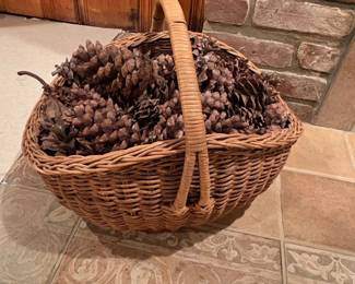Wicker Basket with Pine Cones