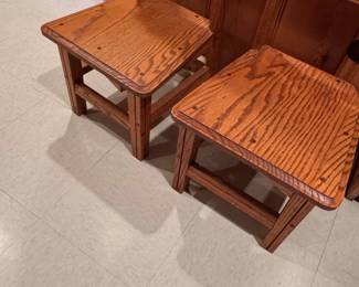 Vintage Oak Step Stool Set second image