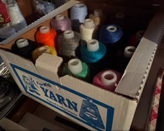 Vintage Wicker Sewing Basket with Floral Decal and Rope Trim second image