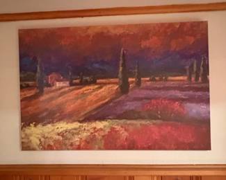 Impressionist Landscape Painting of a Tuscan Villa and Cypress Trees