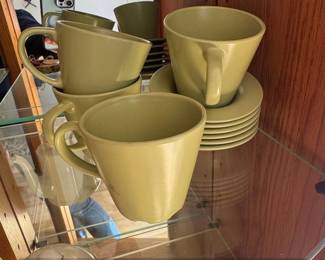 Vintage IKEA Avocado Green MCM Coffee Mugs Set