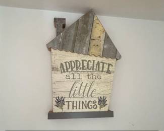 Wooden House Shaped Appreciate All The Little Things Wall Decor