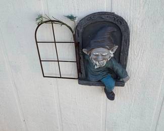 Gnome Peeking Out Window Wall Decor