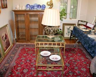 2 Hollywood Regency End Tables, Room Size Oriental Rug