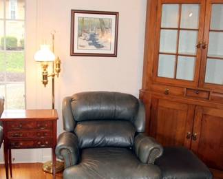 Hancock & Moore Leather Club Chair with Ottoman