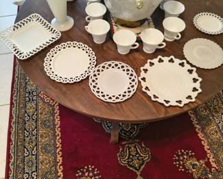 Large Milk Glass Punch Bowl with 12 cups other Milk Glass
