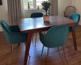 Four Emerald Green Velvet Dining Room Chairs - $75/ea $300 for 4