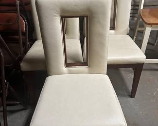 White leather dining room chairs H38" x W19" x D17" and seat H19" was $500 now $300 ($75 a piece)