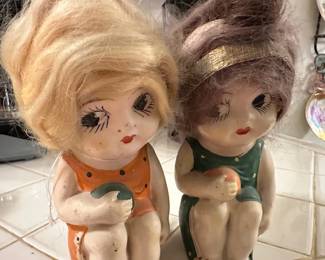 Estate Sale Chalkware Kewpie Bathers