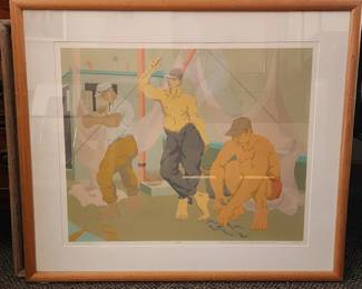 Claude Howell, Three Men on a Shrimper, $2500
