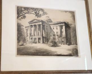 Louis Orr, etching, NC State Capitol, Large, $4000
