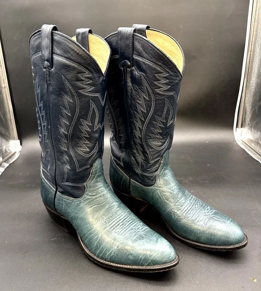 Men’s Blue Larry Mahon Cowboy Boots * Size 10??