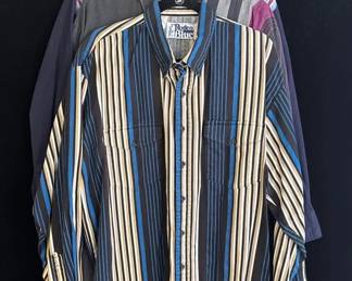 3 Lone Roo by Roper * Rodeo Blue Men’s XL Stripe Pattern Collar Shirts