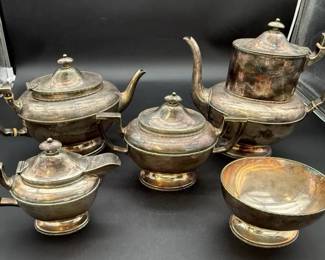 Vintage Silver Plate Teapot, Coffee Pot, Creamer & Sugar Bowl