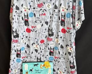 Ladies 2XL Dogs Design Night Shirt * PJ Bottoms XL * Blue Q Zipper Pouch