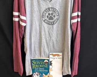 Dog Related Ladies XL Long Sleeve Tee Shirt * Tote Bags * Sylvia Browne Book * Notepad