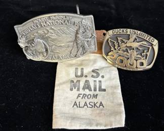 Denali National Park Belt Buckle * Everett Ducks Unlimited Brass Belt Buckle 43/100