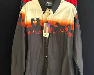 2 XL Men’s Collar Western Shirts * New Roper Border * Wrangler
