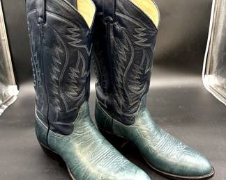 Men’s Blue Larry Mahon Cowboy Boots * Size 10??