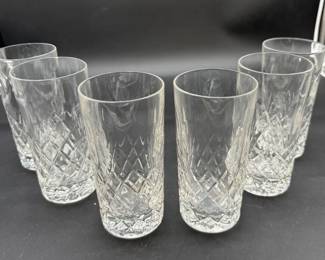 6~ Lead Crystal Tumbler Highball Glass Diamond Cut with Thumbprint Dot * Drinking Glasses -12 Ounce
