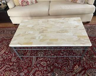 Marble and wrought iron coffee/occasional  table