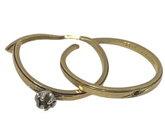 14K Scrap Gold Cut Wedding Ring Band Set 2.8g