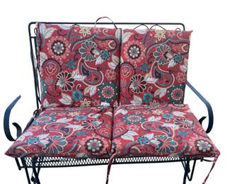 Iron Glider Loveseat Porch Patio +Cushions