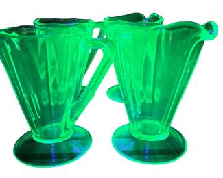 Uranium Sugar Creamer Green Glass Antique Art Deco Diamond Co