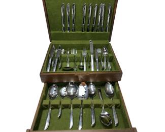 Vintage ONEIDA Twin Star SS Flatware for 12 +Serving Childs Shiny