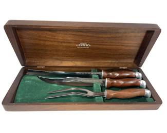 Cutco Deluxe 3 Pc Knife Fork Carving Set 1011E 1012E 1013E in Wood Box