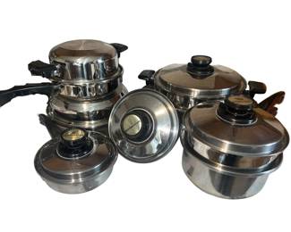 KitchenCraft West Bend Pan Set Stainless Steel Pans Pots Lids Inserts