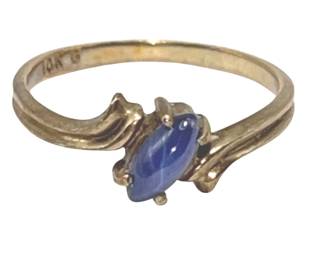 10K Gold Ring Blue Star Sapphire 1.2g