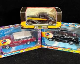 3~ NIB 1:25 Diecasts * CARQUEST ‘55 Chevy Nomad & ‘40 Ford Coupe * SPECCAST ‘37 Chevy Cabriolet Bank
